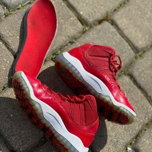 Red, Leather, Jordan Sneakers